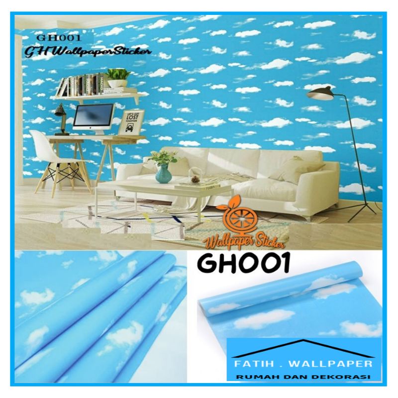 Walpeper dinding kamar dan ruang tamu motif awan