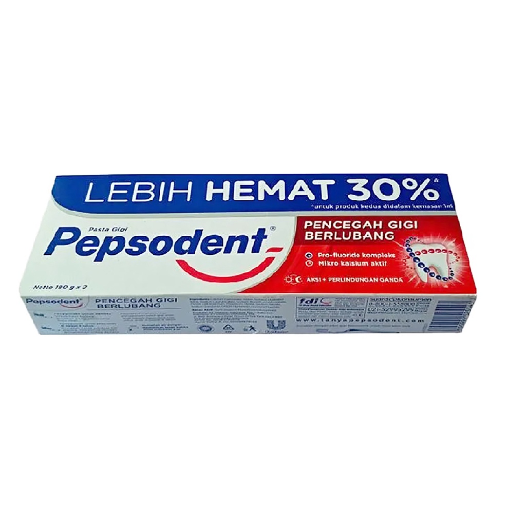 Bisa COD Pepsodent Pencegah Gigi Berlubang Pasta Gigi [225/190 g] Isi 2 pcs