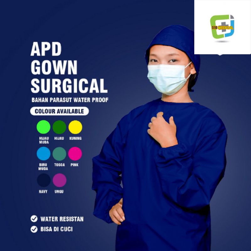 (MEDICAL510) APD GOWN SURGICAL JUBAH OPERASI GOWN PARASUT BAJU DOKTER APD DOKTER WATERPOOF