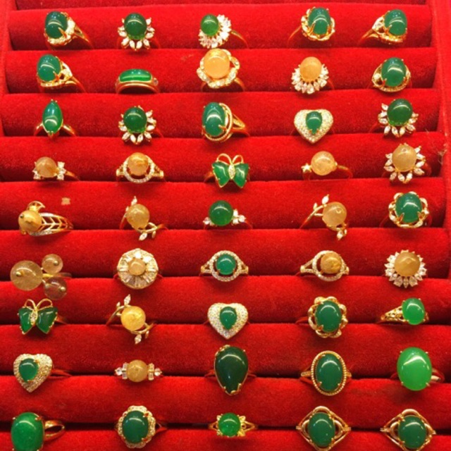 Cincin batu  giok xuping China asli  plating emas 24k,motif campur B12