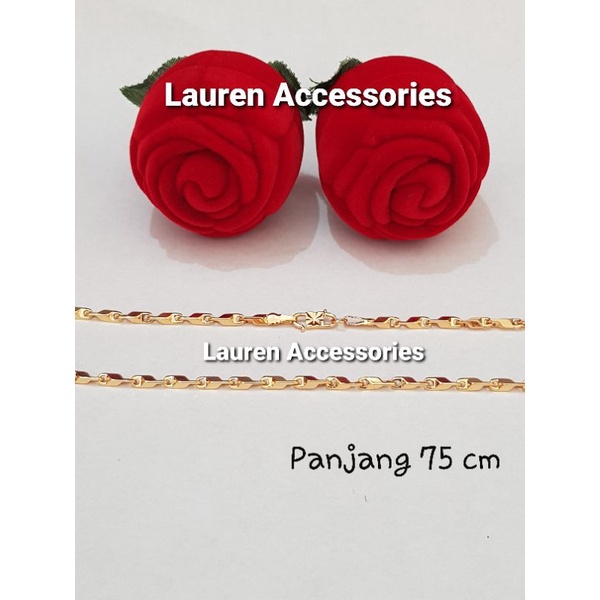 Kalung Dewasa Panjang 75cm Motif Irian Balok Panjang Perhiasan Imitasi Lapis Emas Kuning KL 2403