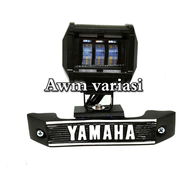 lampu led depan RX king daymaker kotak 3 led + lampu ring biru + breket