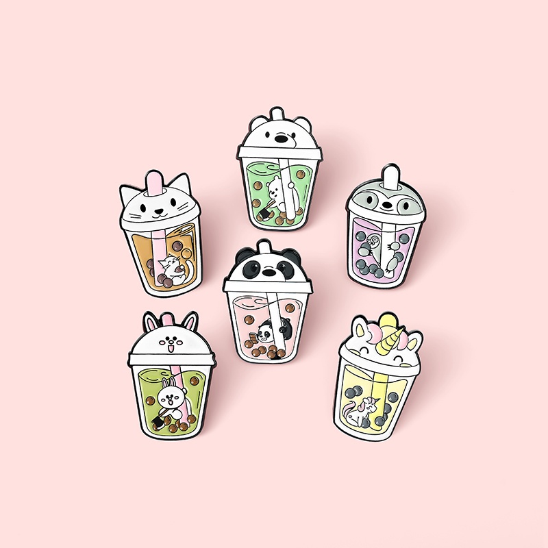 Pin Bros Enamel 6 Model Kartun Hewan Kelinci Unicorn Sloth Kucing Beruang Panda Untuk Hadiah Perhiasan