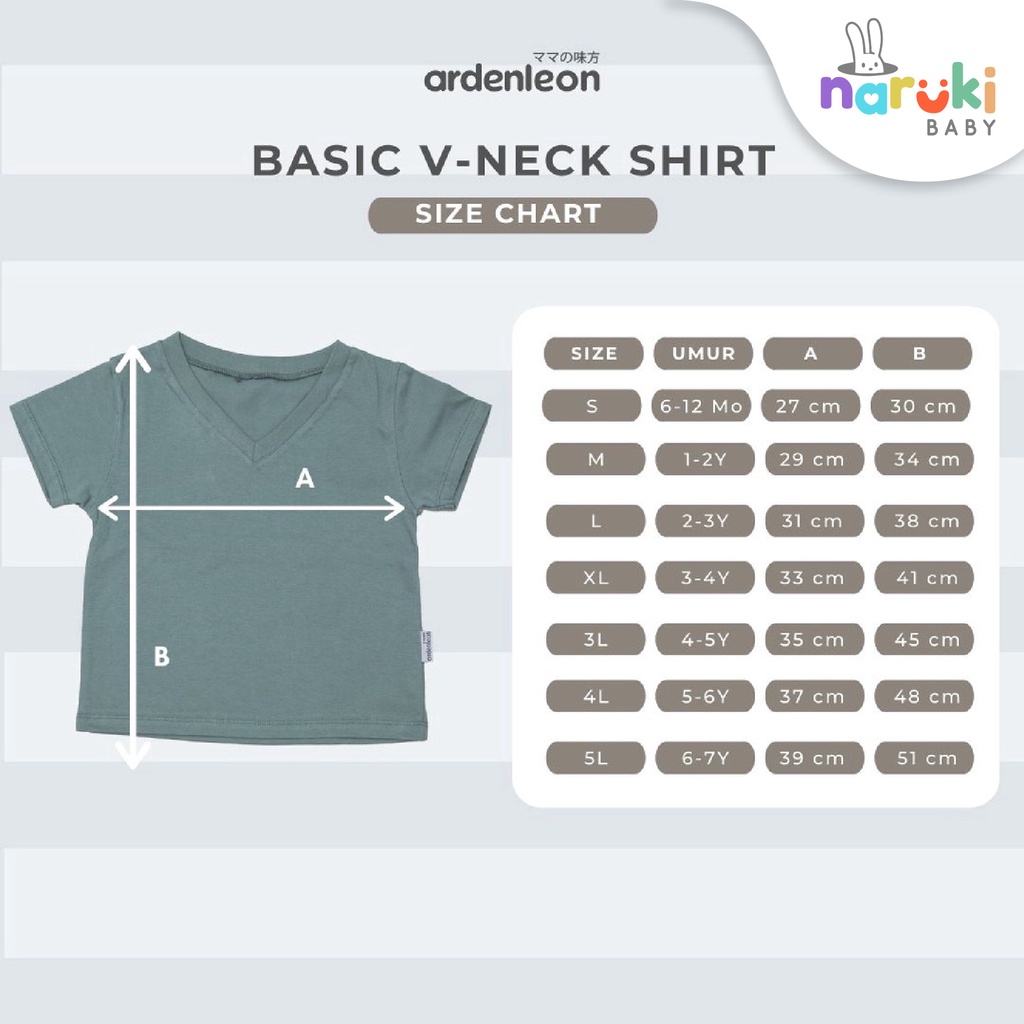 Ardenleon Unisex V-Neck Shirt Kids 3L/4L/5L (4-7yrs) Arden Leon Atasan Anak