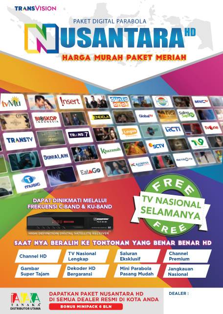 Antena Parabola 60cm lengkap receiver Tranvision nusantara Hd free selamanya