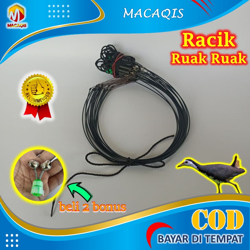 Racik Ruak Gantung Jerat Atau Pikat Burung Ruak Ruak / Ruak2 Panjang 2.1 Meter 20 Mata Jerat