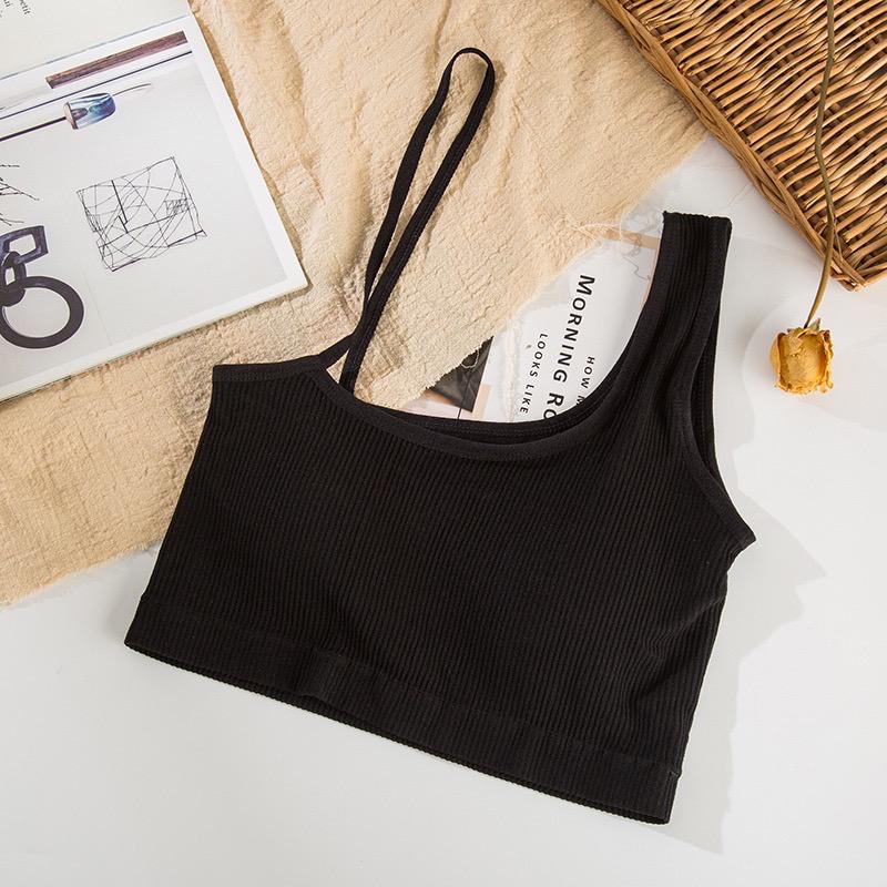 Ladies Tanktop atasan crop top pakaian wanita dalaman cewek korea tank top dengan cup bra 2015-BLACK