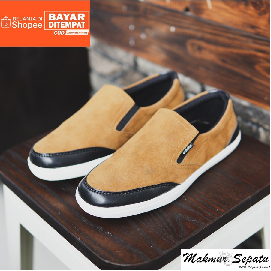 BISA COD !! Sepatu Pria Murah Adidas Advantage Suede Tan Kasual Slip On Stylish Santai Kerja Keren