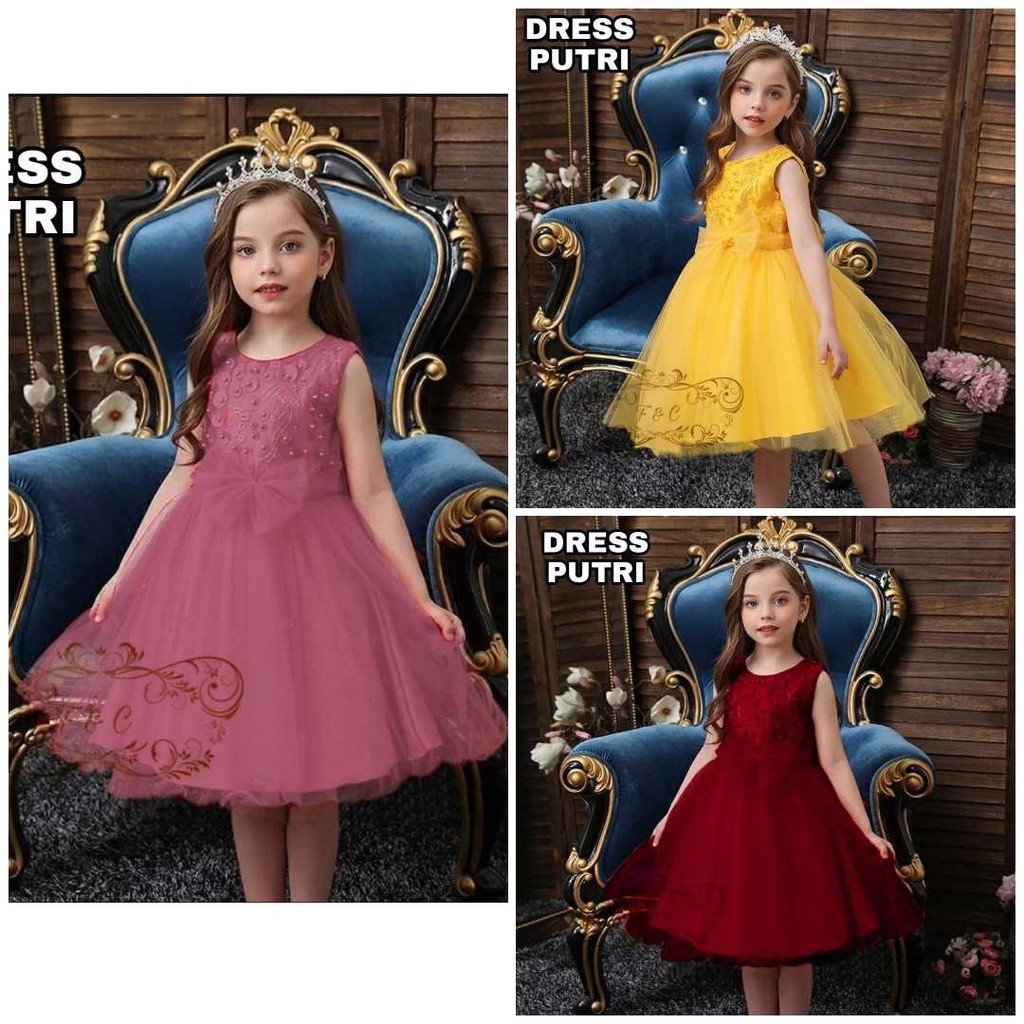 Baju Anak Cewek_Jamsuite Dress Anak Perempuan Umur 4Y 5Y 6Y 4-6 Tahun Pesta Kondangan Natal Imlek Te