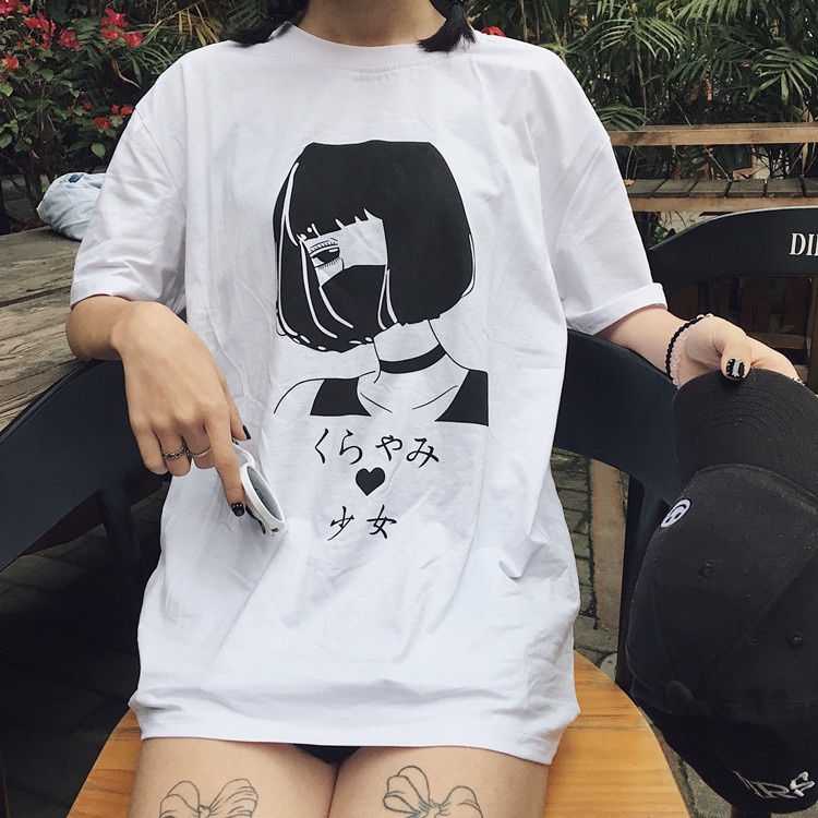 Tshirt Girl With Mask Streetwear Premium Cotton Combed Unisex