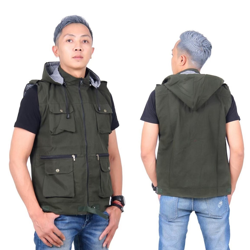 TURUN HARGA ! Jaket Rompi Pria Keren Rompi Vest Motor Anti Angin Bahan Parasut / Rompi Cargo Multifungsi / Jaket The Berry / Rompi Motor