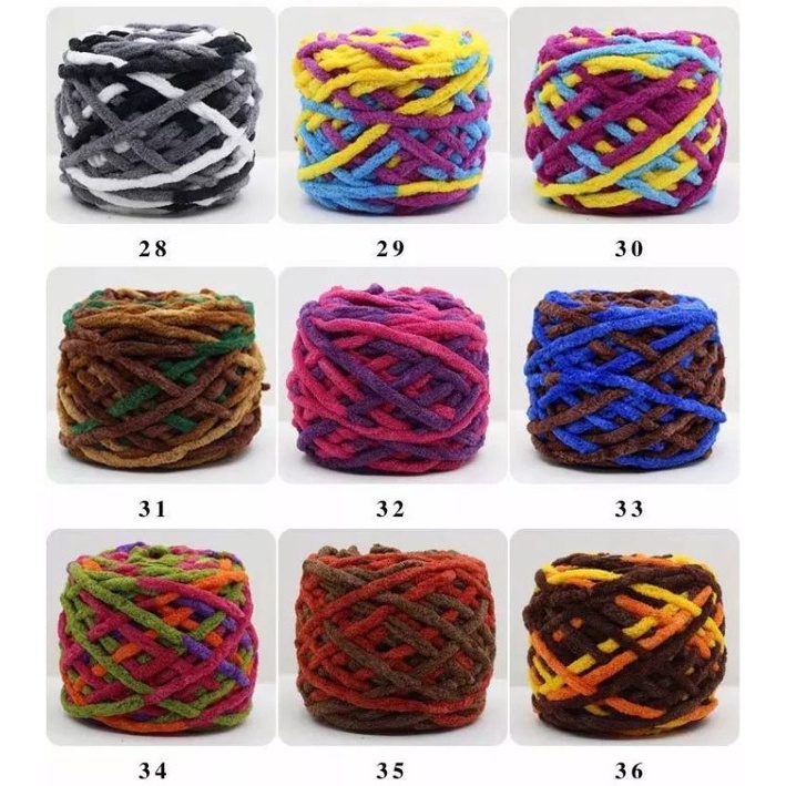 Benang Rajut Chenille Yarn / benang rajut handuk import 1 ply (1 - 28)