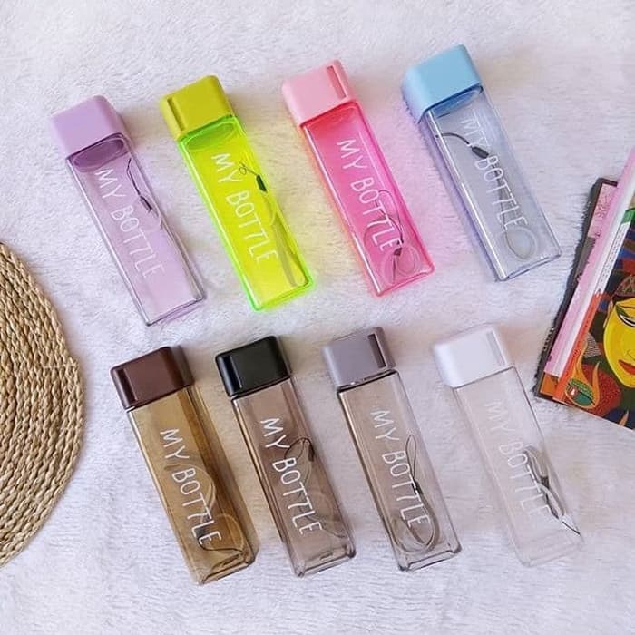 My Bottle Segi Kotak 500ml Tali Gantungan - Trend Botol Minum Unik Petak Murah Surabaya - RL