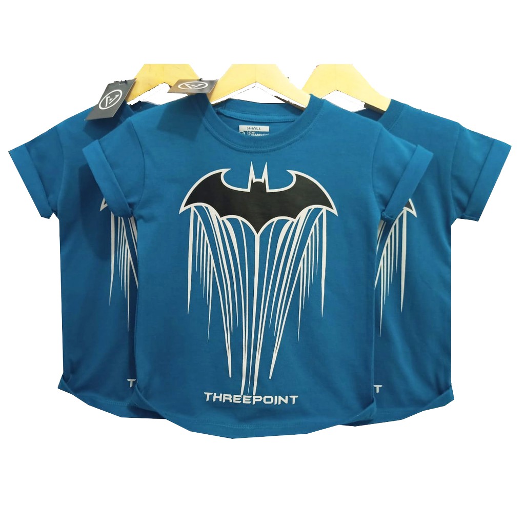 KAOS ANAK THREE POINT TERBARU BIRU BATMAN ORIGINAL KEREN BANGET