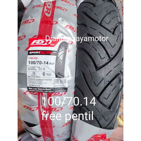 new produk!! ban tubles matic fdr sport XR 100/70.14 free pentil for all matic