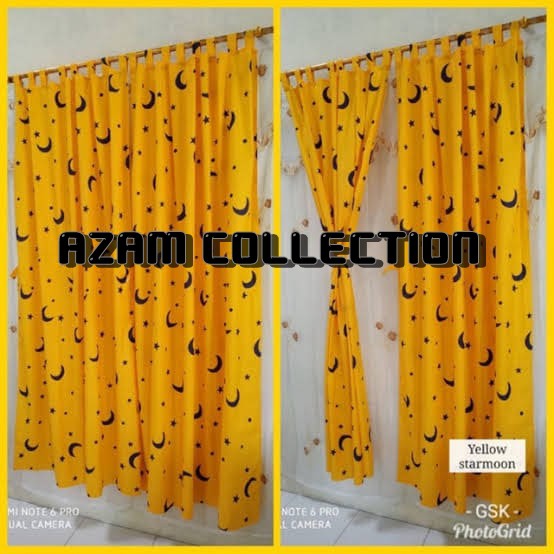HORDENG PINTU BULAN BINTANG BIRU KUNING | TIRAI GORDEN JENDELA BULAN BINTANG NEW STARMOON MOONSTAR GRATIS ONGKIR BISA COD