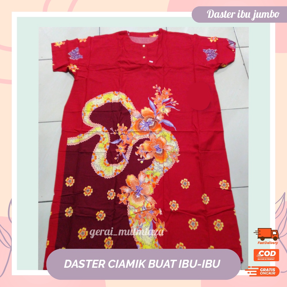 Pakaian Dress Baju Tidur Daster Batik Hughes Longres Jumbo Bahan Rayon Premium Termurah By Gerai_mum