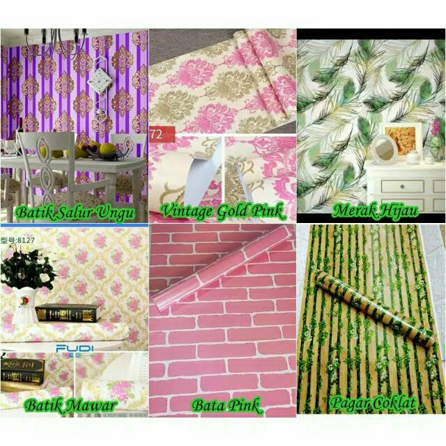 Wallpaper Sticker Cantik motif... 1 KG 1 Roll Wallpaper 10 meter X 45 cm  wallpaper dinding Motif