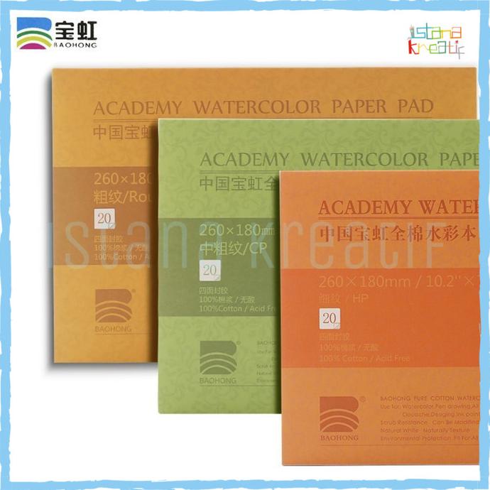 

Baohong Academy Watercolor Paper Pad 260 x 180 mm| 20 Lembar| 300 Gsm