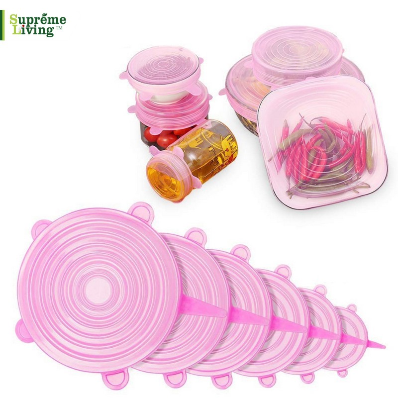 Penutup Panci Mangkuk Gelas Silicone Lid Isi 6 Pcs