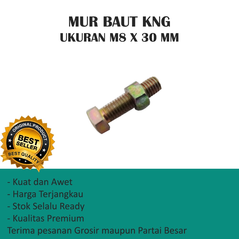 MUR BAUT UKURAN M8 X 30 MM KNG MURAH (HARGA PER 10 PCS)