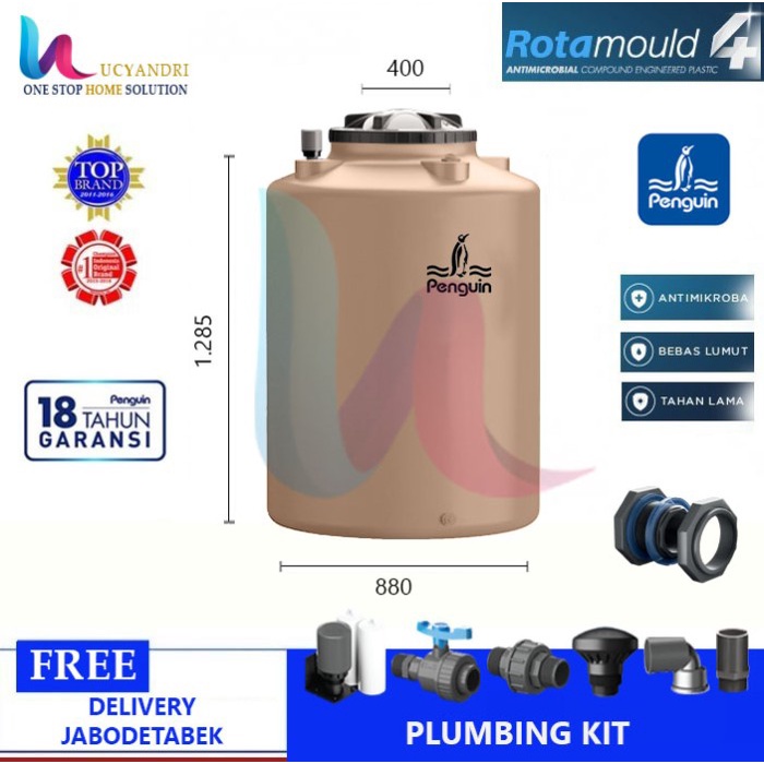 Jual Tangki Air Penguin Tb Toren Air L Tandon Tb Free Plumbing Kit Krem Shopee