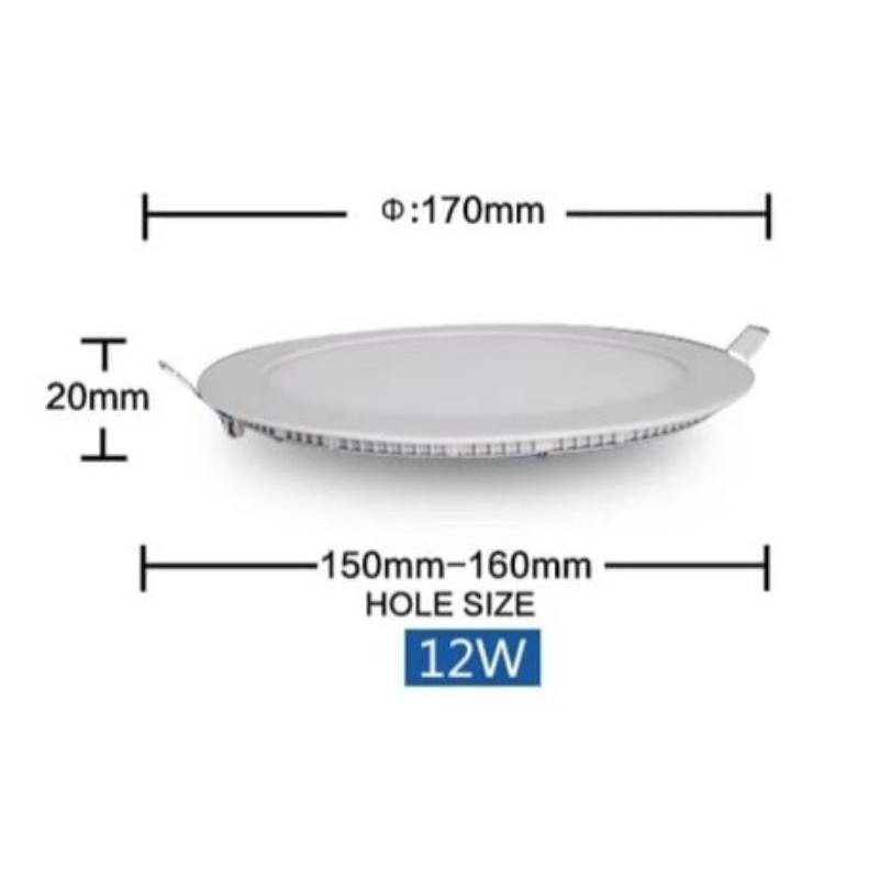 Lampu Downlight IB /Lampu  Panel LED 12 Watt Bulat Tipis MS-512