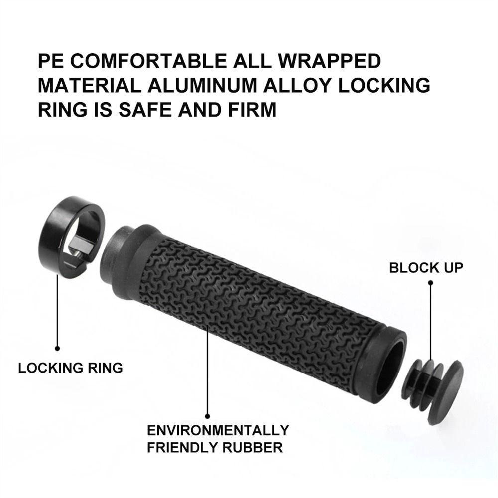 R-FLOWER 1pasang Pegangan Sepeda Bar Grip Tekstur Shock-Proof MTB Olahraga Luar Ruangan Penguncian Satu Sisi