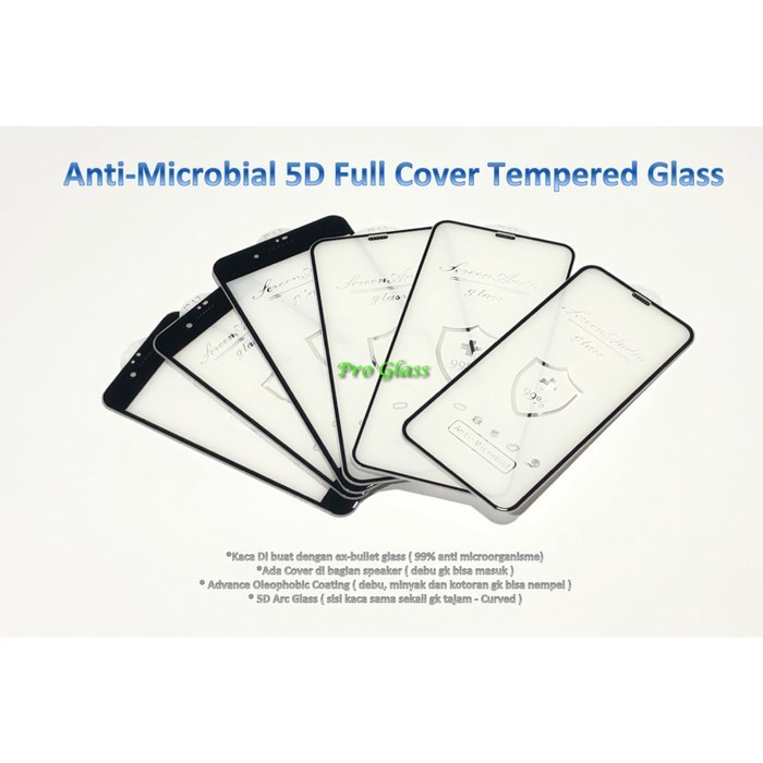 Iphone 12 / 12 MINI / 12 PRO /  12 PRO MAX  5D Anti Bacterial Full Cover Premium Tempered Glass