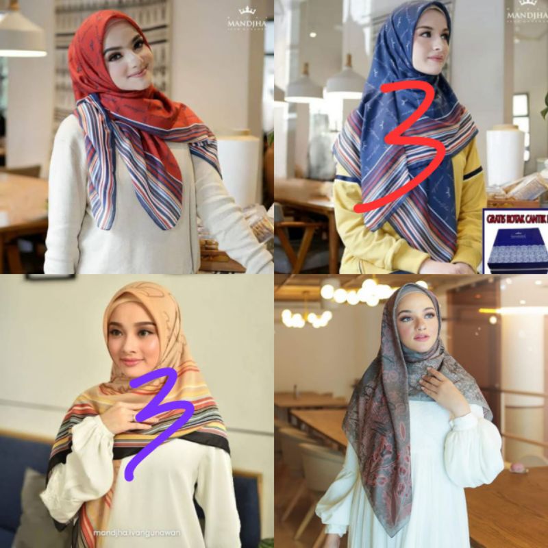 Mandjha Khusus Ivan Gunawan Fashion Scarf Motif Forever Navy,Ready Juga Forever Red,Lily Flower,Grad