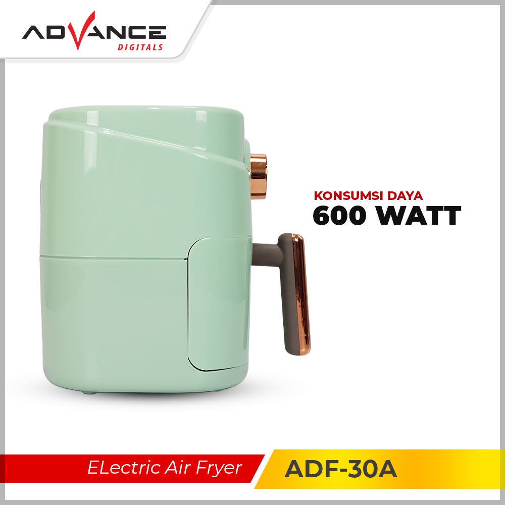 Air Fryer Advance  ADF-30A 3Liter 600 watt Air Fryer Low Watt Penggorengan Tanpa Minyak Bergaransi Resmi 1 Tahun