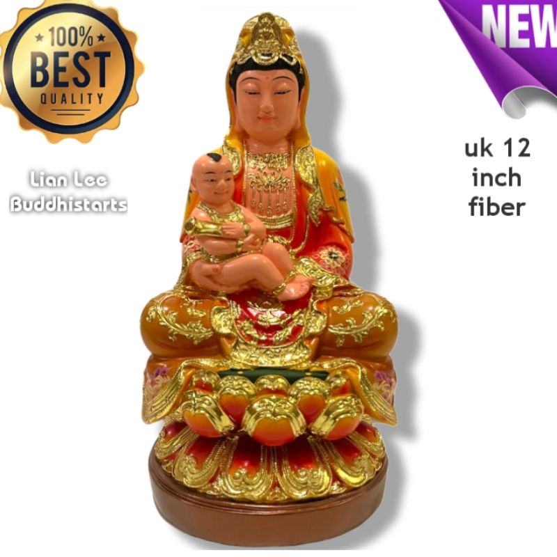 patung dewi kwan im gendong anak 12 inch