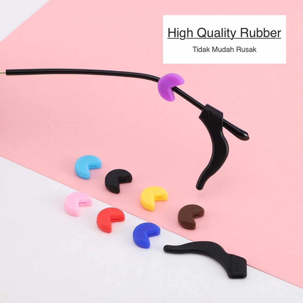 1 Pasang [ Hitam ] Pengait Kacamata Silikon - Anti Slip - Earhook Silicone - Penahan Hijab Style - KP8076