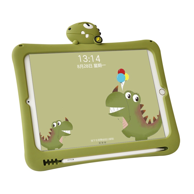 Case Pelindung Bahan Silikon Ukuran 32cm 10.2 Inci Motif Kartun Dinosaurus Untuk iPad Mini 5