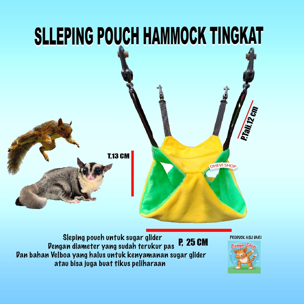 TEMPAT TIDUR SUGAR GLIDER-SLEEPING POUCH SUGAR GLIDER-WARNA