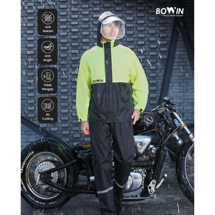 Bowin Jas Hujan Premium 3D Cutting - Anti Bakteri & Windproof