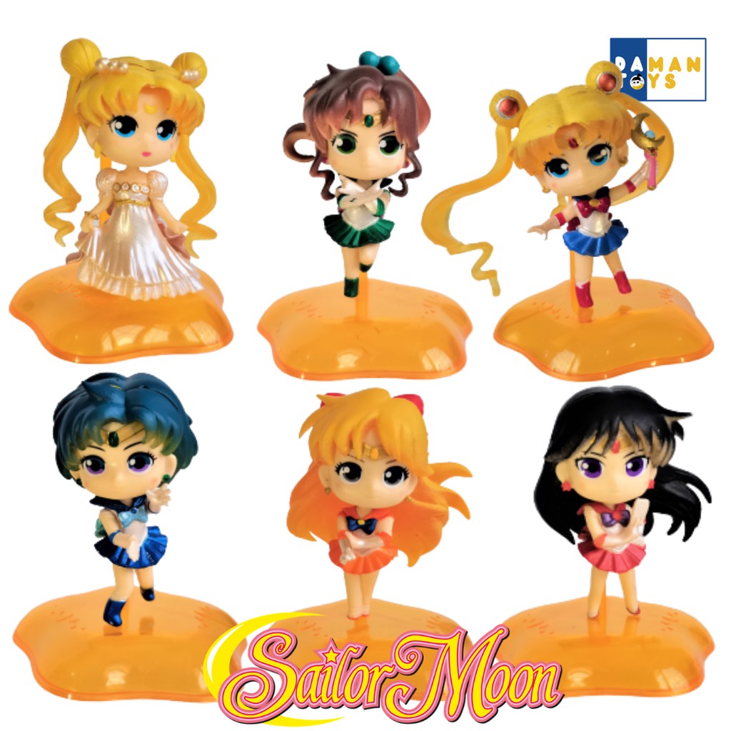 Sailor Moon Action Figure Set 6, Sailormoon Pajangan Cake Topper, Miniatur Anime