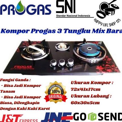 Kompor Tanam PROGAS 3 Tungku MIX BARA/Kompor Tanam PROGAS 3 Tungku SNI