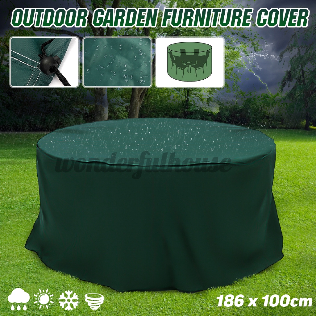 In Outdoor Round Furniture Cover Dust Uv Waterproof Garden Patio Table Shelter Shopee Indonesia