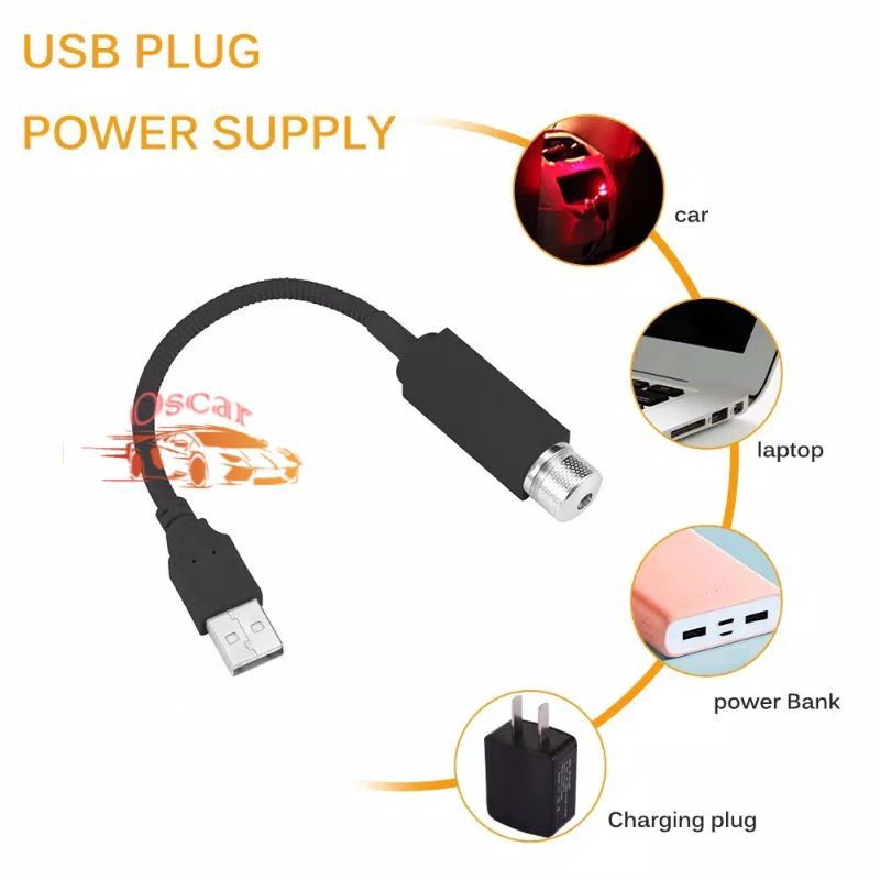 LAMPU LED DEKORASI INTERIOR MOBIL MODEL LANGIT BINTANG COLOK USB