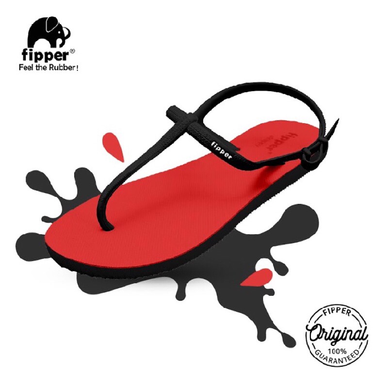 FIPPER STRAPPY RED / BLACK - sendal tali wanita