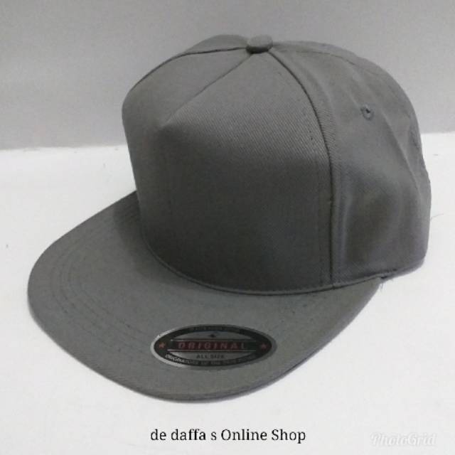 Topi Snapback Polos Dewasa Full Grey Abu Bahan Rapel Distro Berkualitas - Grey Abu