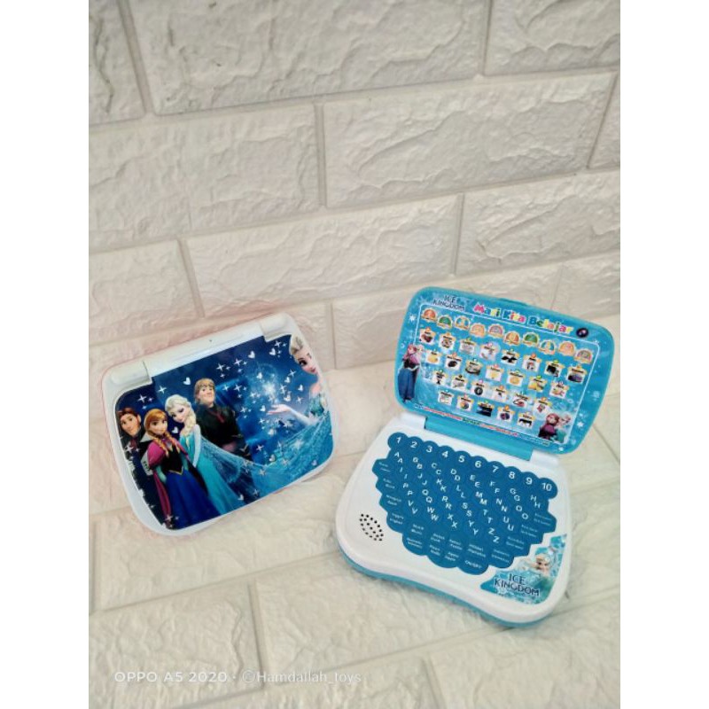 1MAINAN ANAK MINI LAPTOP 2 BAHASA KARAKTER HELLO KITTY POWERANGER FROZEN DAN BARBIE-3