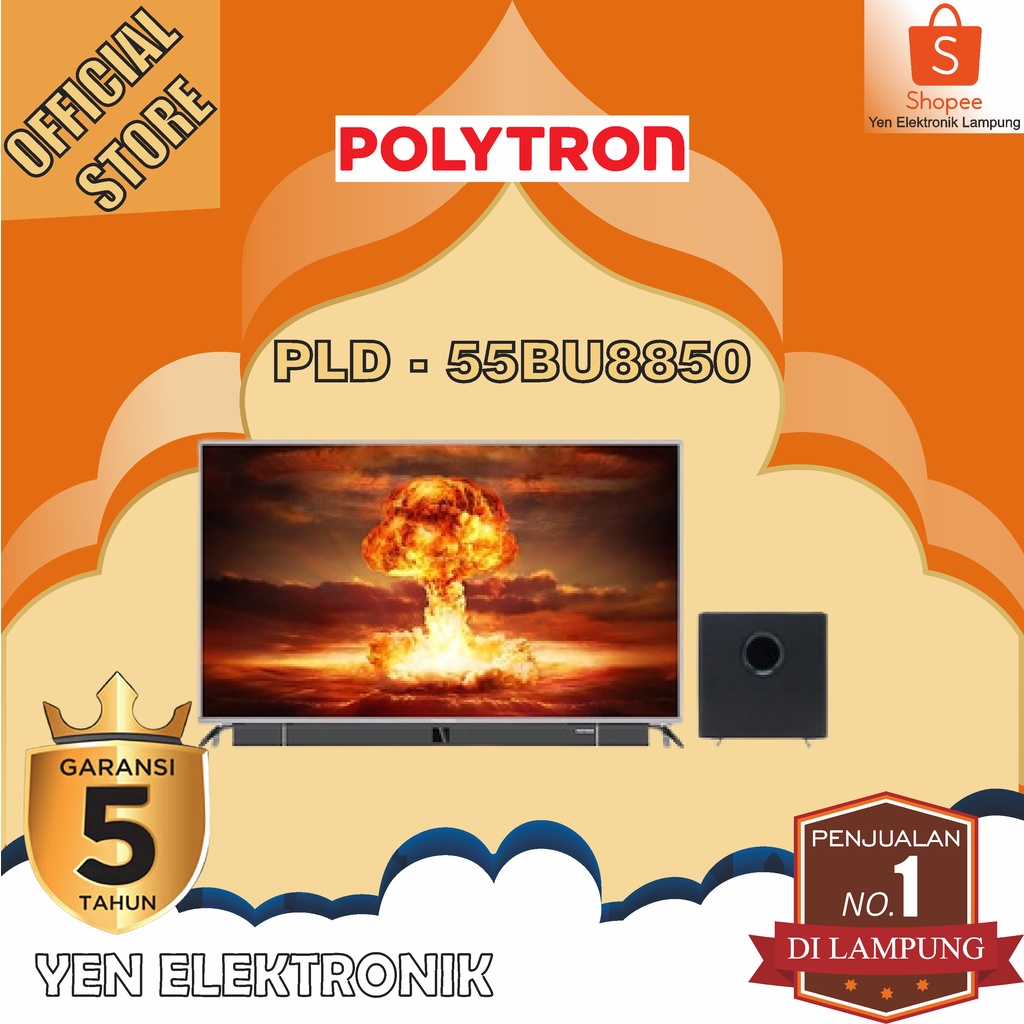 TV POLYTRON 55BU8850 LED 55 Inch Cinemax Soundbar DVB-S2 4k UHD TV PLD 55BU8850 Garansi Resmi POLYTR
