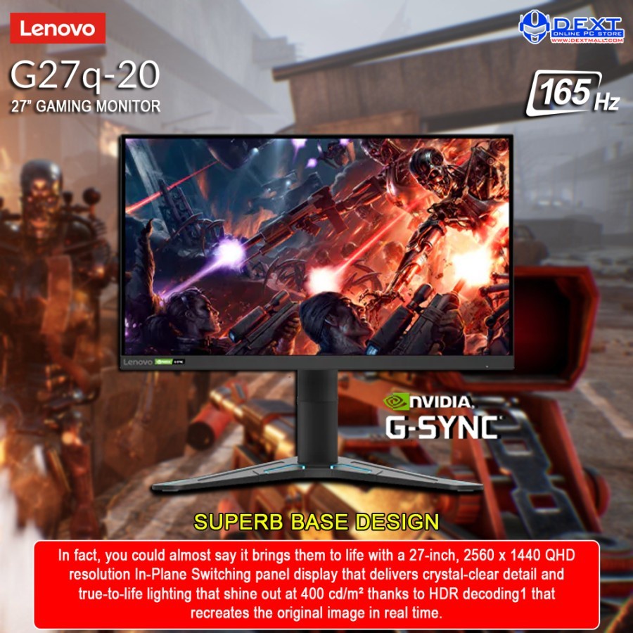 Lenovo G27q-20 27&quot; LED Monitor Gaming QHD 2K HDMI DP 165Hz, 99% sRGB - Garansi Resmi