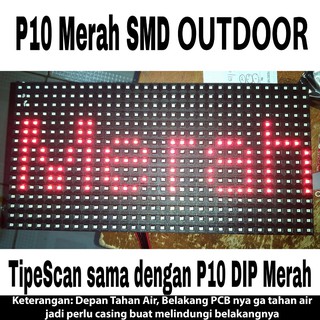 Panel Modul LED P10 Merah SMD OUTDOOR HUB12 32x16cm