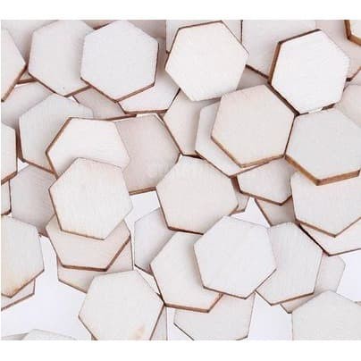 Wooden Hexagonal Embellishments 10/15mm (50pcs)