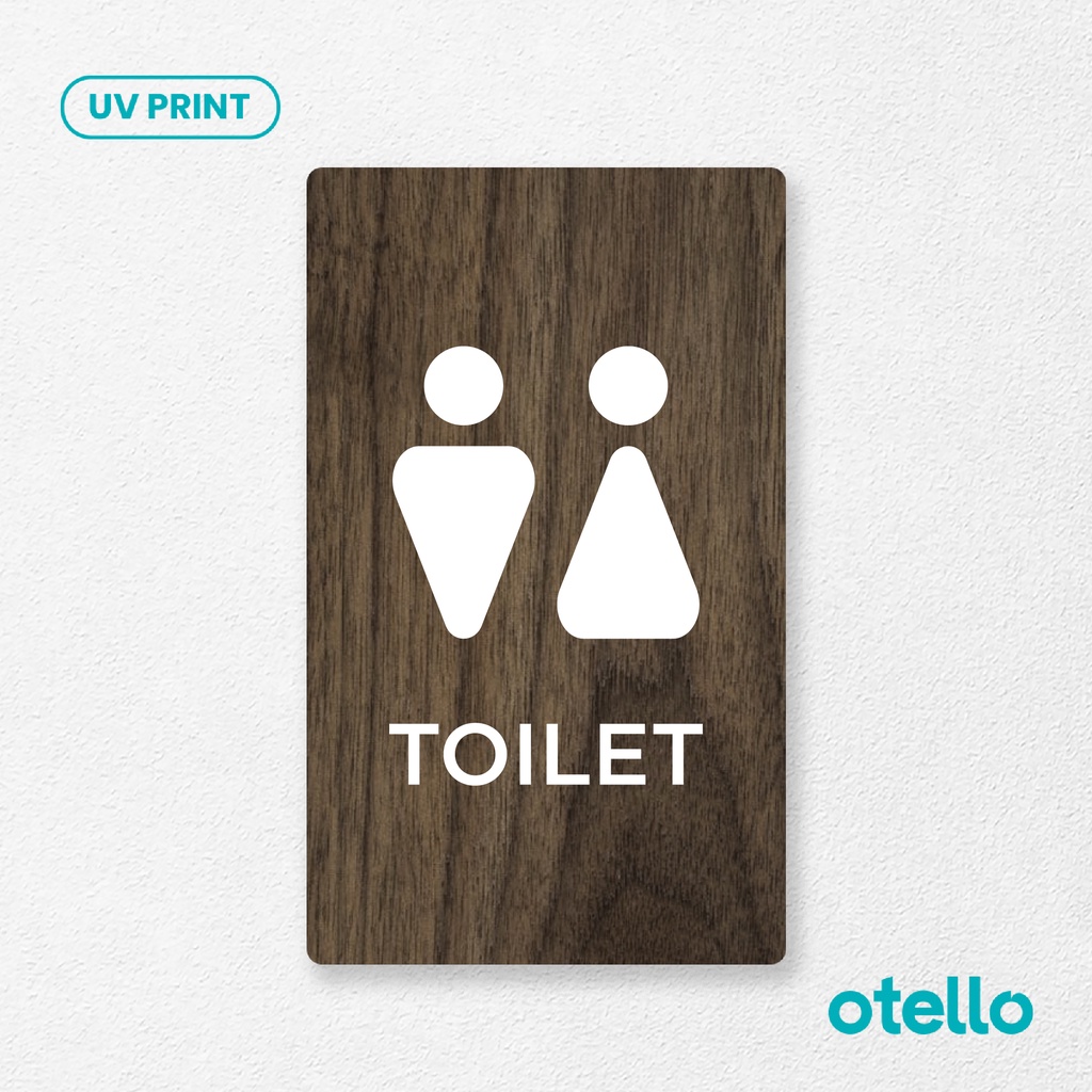 Otello - Sign Papan Tanda Toilet Sign WC Restroom Icon Sticker Dinding Board Kayu Print Signage Label Minimalist Unik