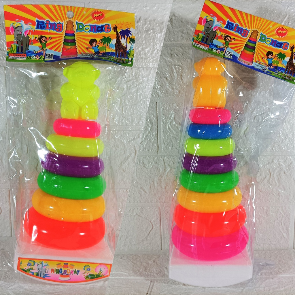 Mainan Edukasi Bayi Ring Donat Susun - Stacking Ring Rainbow Aman SNI