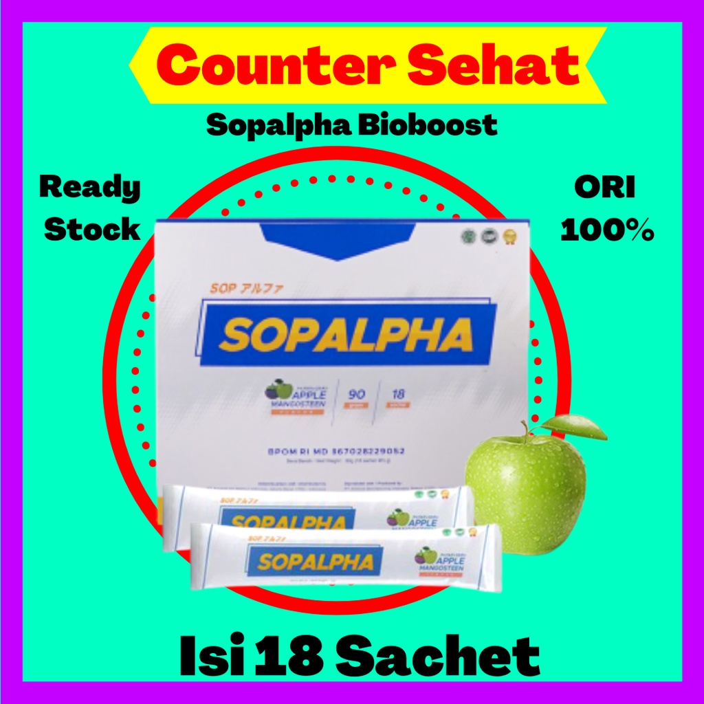 SOPALPHA ORIGINAL BIOBOOST 1 BOX ISI 18 SACHET SOP ALPHA SALMON APPLE BIO BOOST ASLI 100 %